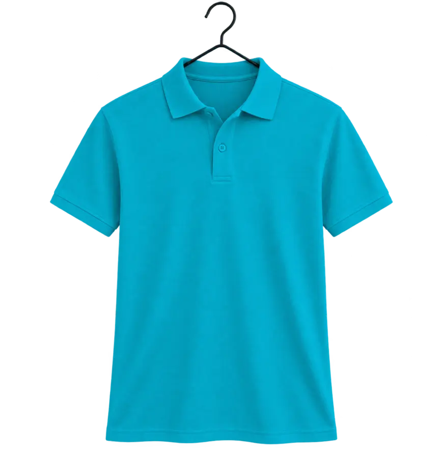Camisa polo Azul-turquesa para personalização